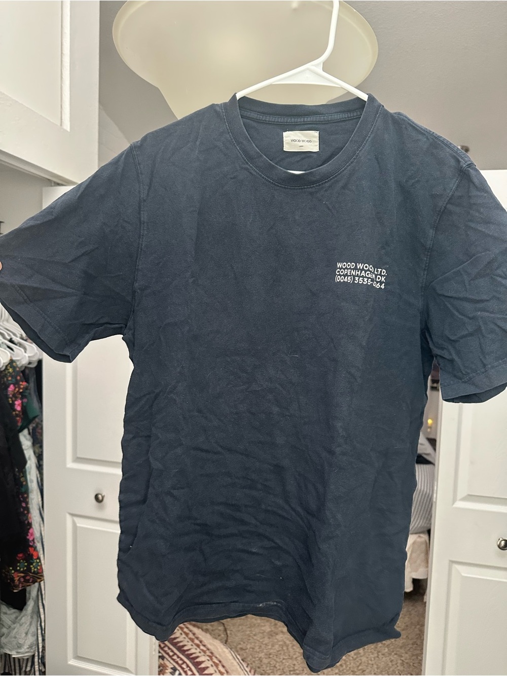 Wood Wood Navy Mens Large Short Sleeve Tee